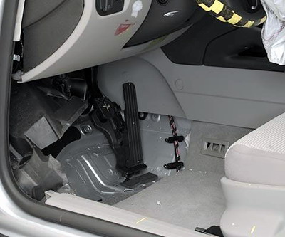 Intrusion into the driver's space was minimal (shown with carpeting removed)