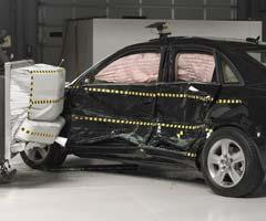 View of the vehicle and barrier just after the crash test