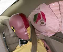 Smeared greasepaint shows where the rear passenger dummy's head was protected by the side airbag