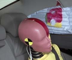 Smeared greasepaint shows where the rear passenger dummy's head was protected by the side airbag