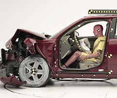 The dummy's position in relation to the steering wheel and instrument panel after the crash test indicates that the driver's survival space was maintained very well.