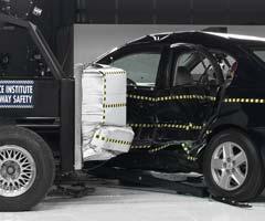 View of the vehicle and barrier just after the crash test.