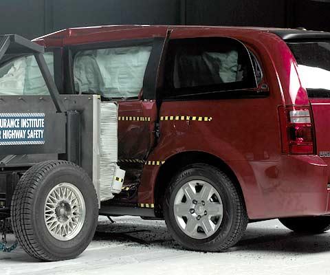 View of the vehicle and barrier just after the crash test