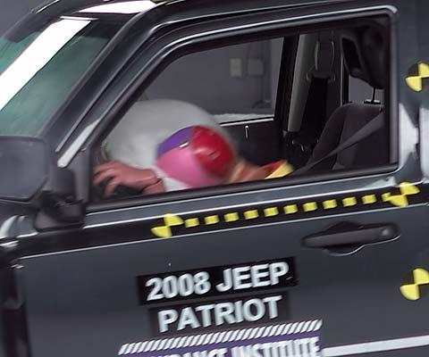 A high head acceleration occurred when the dummy's head hit the steering wheel through the airbag