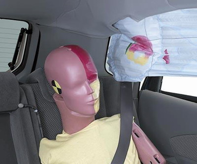 Smeared greasepaint shows where the rear passenger dummy's head was protected by the side airbag