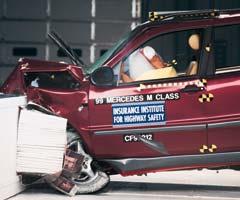 Action shot taken during the frontal offset crash test