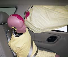 Smeared greasepaint shows where the rear passenger dummy's head was protected by the side airbag