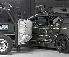 View of the vehicle and barrier just after the crash test