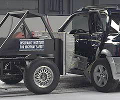 View of the vehicle and barrier just after the crash test