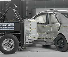 View of the vehicle and barrier just after the crash test