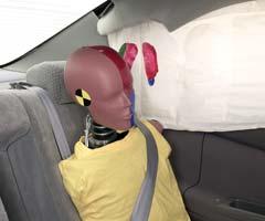 Smeared greasepaint shows where the rear passenger dummy's head was protected by the side airbag