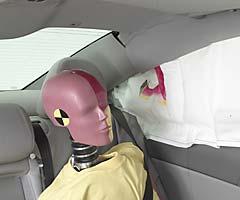 Smeared greasepaint shows where the rear passenger dummy's head was protected by the side airbag