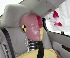 Smeared greasepaint shows where the rear passenger dummy's head was protected by the side airbag