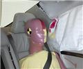 Smeared greasepaint shows where the rear passenger dummy’s head was protected by the side airbag