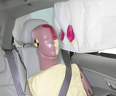 Smeared greasepaint shows where the rear passenger dummy's head was protected by the side airbag