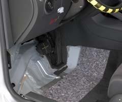 Intrusion into the driver's space was minimal (shown with carpeting removed)