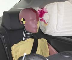 Smeared greasepaint shows where the rear passenger dummy's head was protected by the side airbag