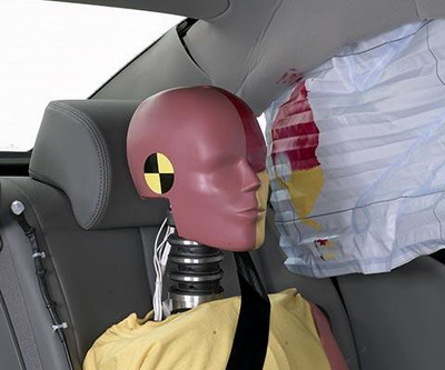 Smeared greasepaint shows where the rear passenger dummy's head was protected by the side airbag